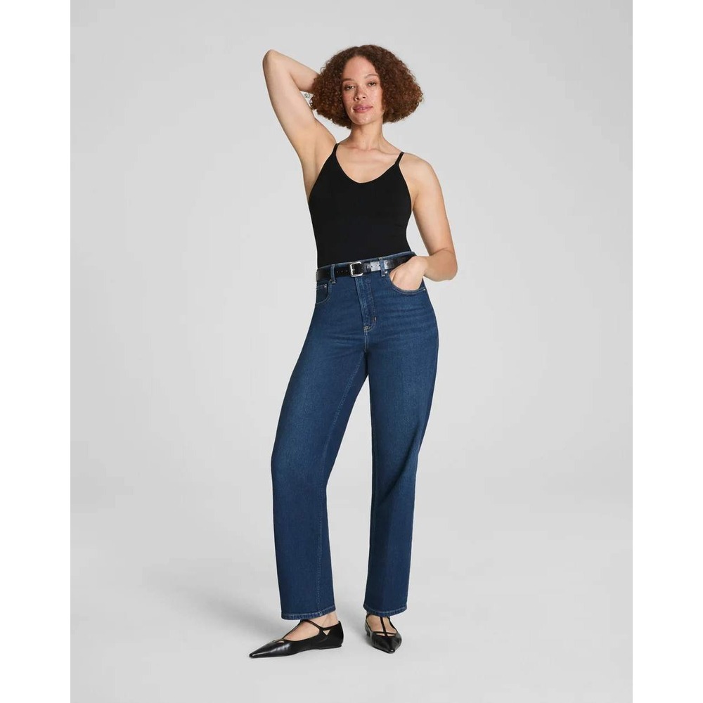 Spanx 90s Straight Jeans Adriatic Blue Regular Large 21675R Dark Wash Denim
